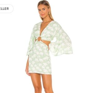 Lovers + Friends Maysa Kimono Dress in Palm Tree Print XS
